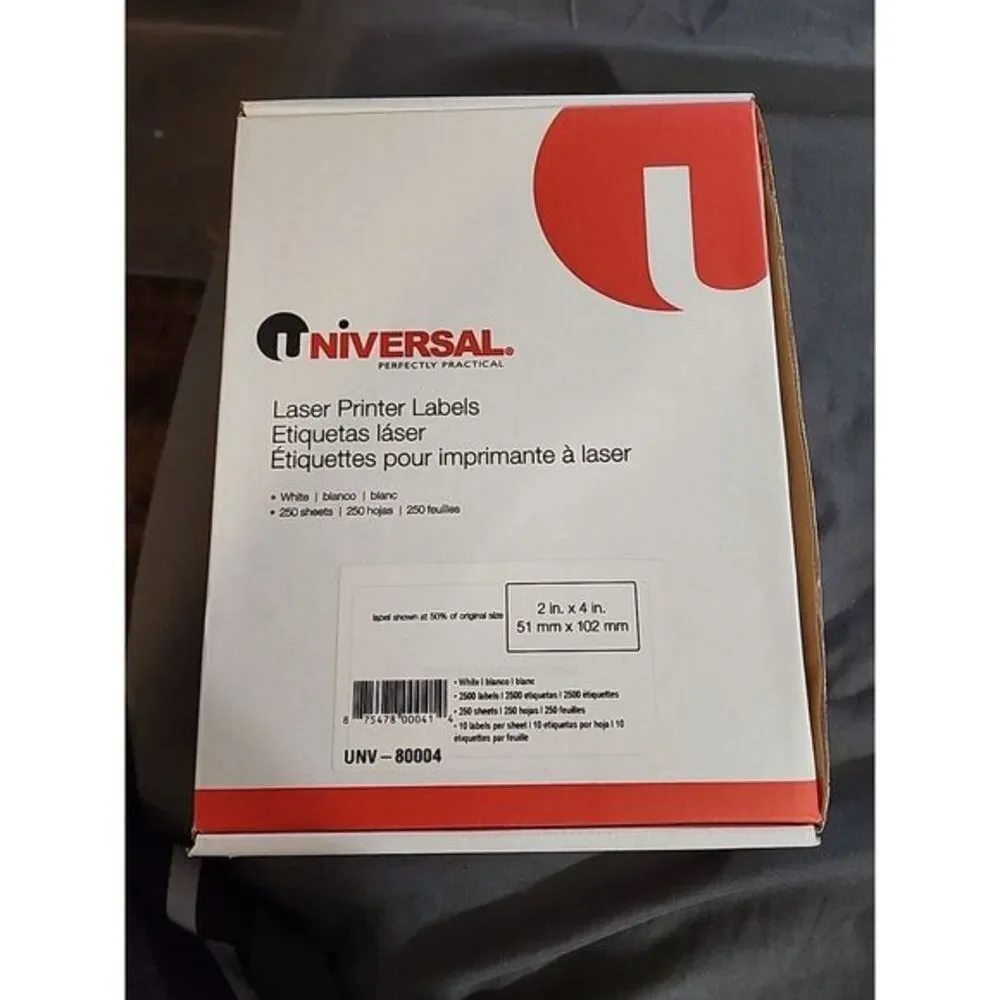Incomplete Universal Office‎ 80004 Laser Printer Permanent Labels, 2 X 4, White